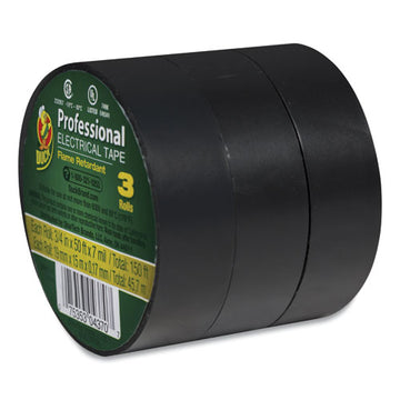 Duck® Pro Electrical Tape, 1" Core, 0.75" X 50 Ft, Black, 3-pack freeshipping - TVN Wholesale